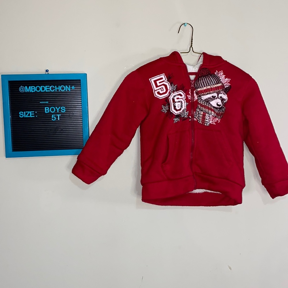 Boys Monkey Bars 5T/6 thick red fleece lined Jacket